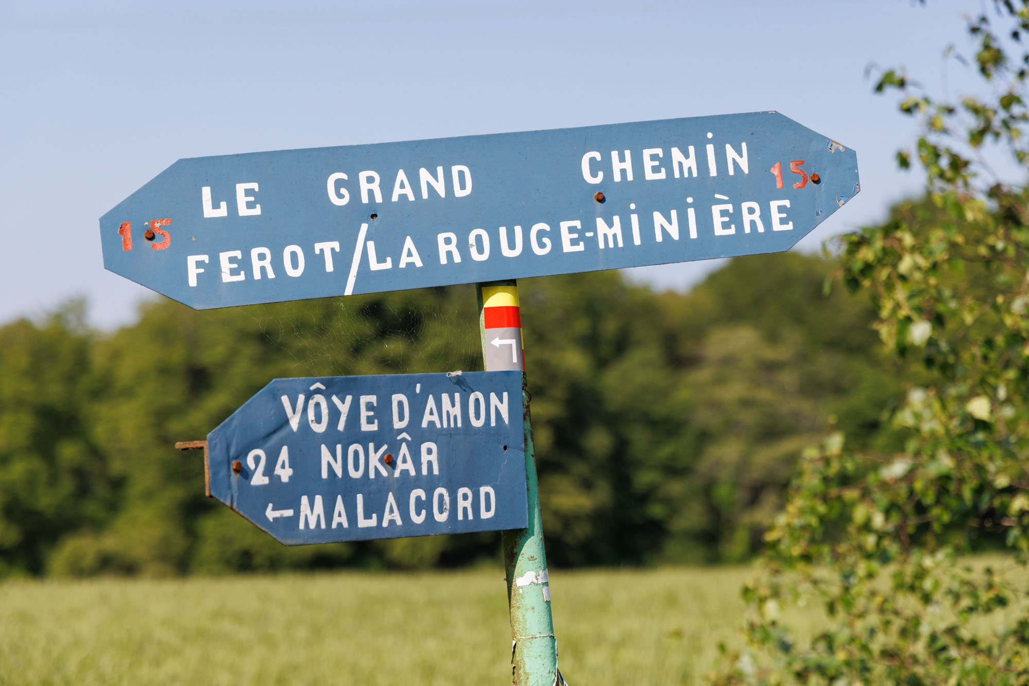 Wandelborden in Ferrières in de lente