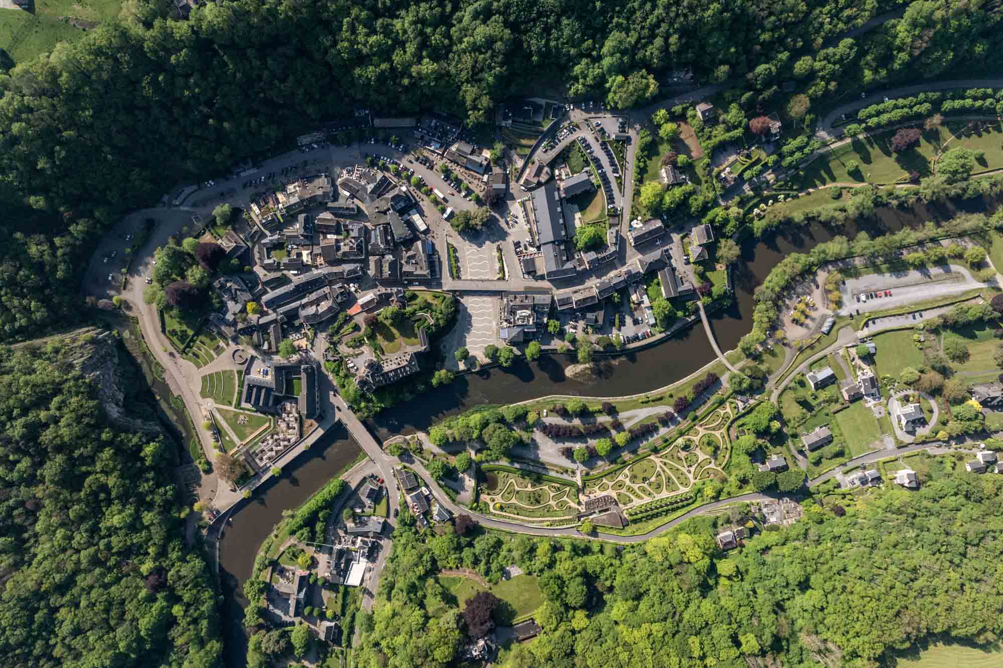 Luchtfoto van de stad Durbuy